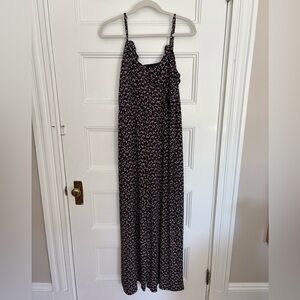 CeCe Black Floral Spaghetti-Strap Jumpsuit